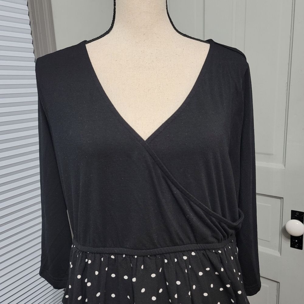 Torrid Mixed Knit Polka Dot Mini Dress With Pockets - Picture 2 of 5